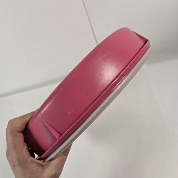 Tupperware 242-5 12" Pink Round Pie/ Cupcake/Cookie Container W/Lid 224-16 - Picture 7 of 8